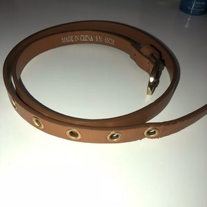 Thin Brown Belt with Gold Detailing